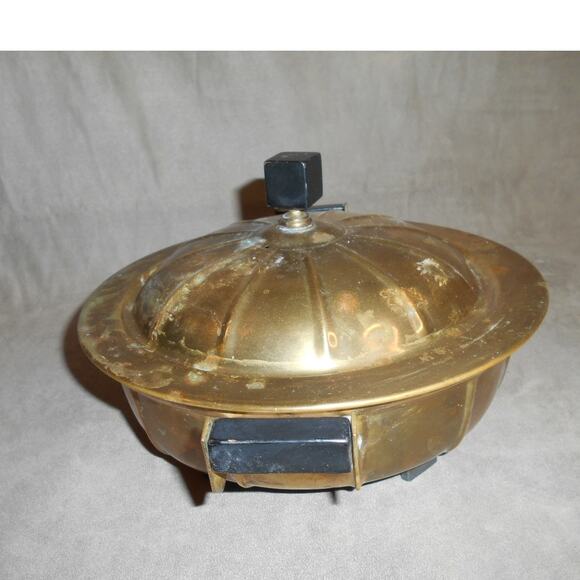 Vintage MCM Rochester Copper Chafing Parts 9" Round Dish w/Lid - Picture 2 of 12